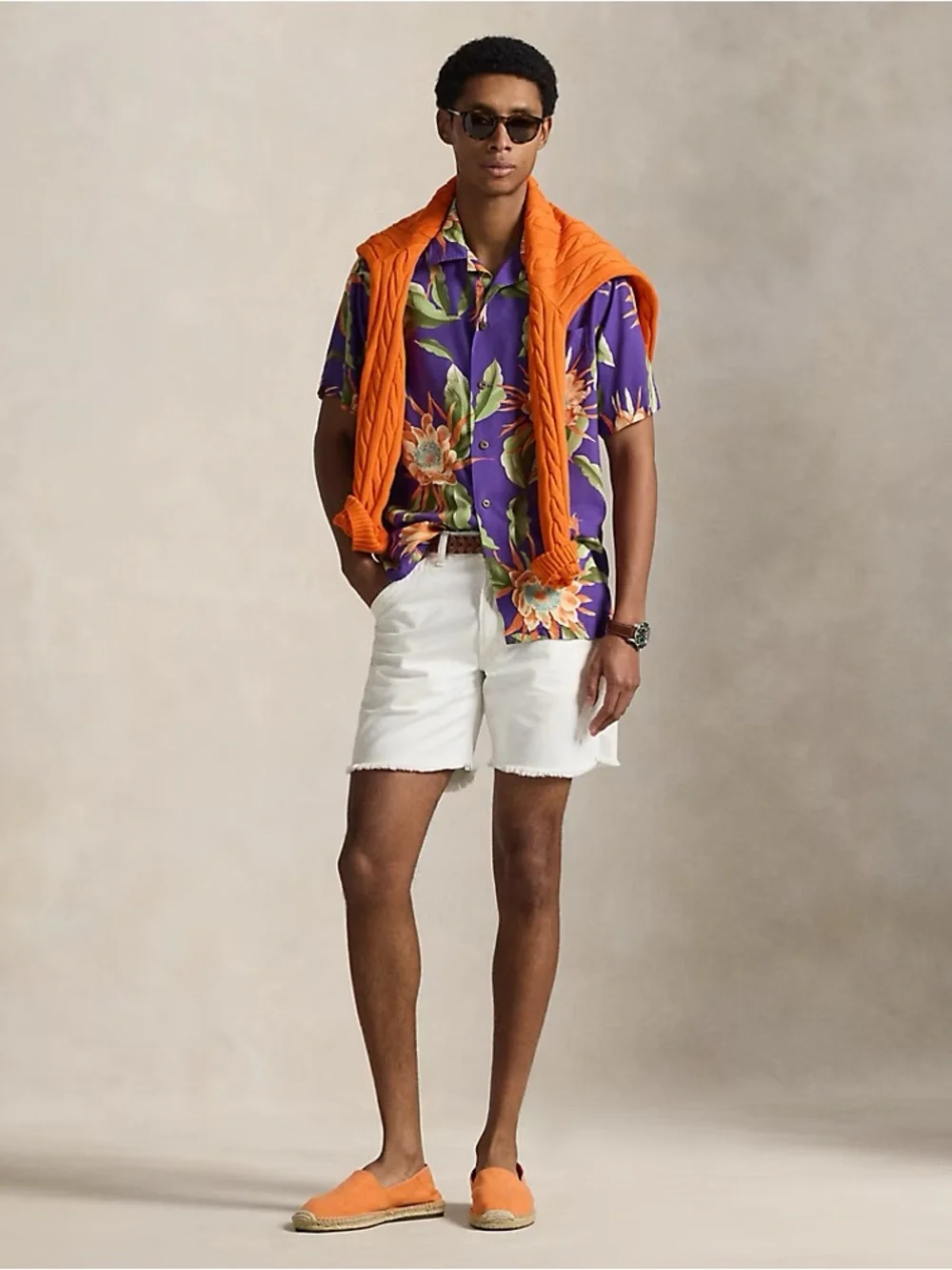 Polo Ralph Lauren Classic Fit Tropical Floral Camp Shirt Purple South Floral XL